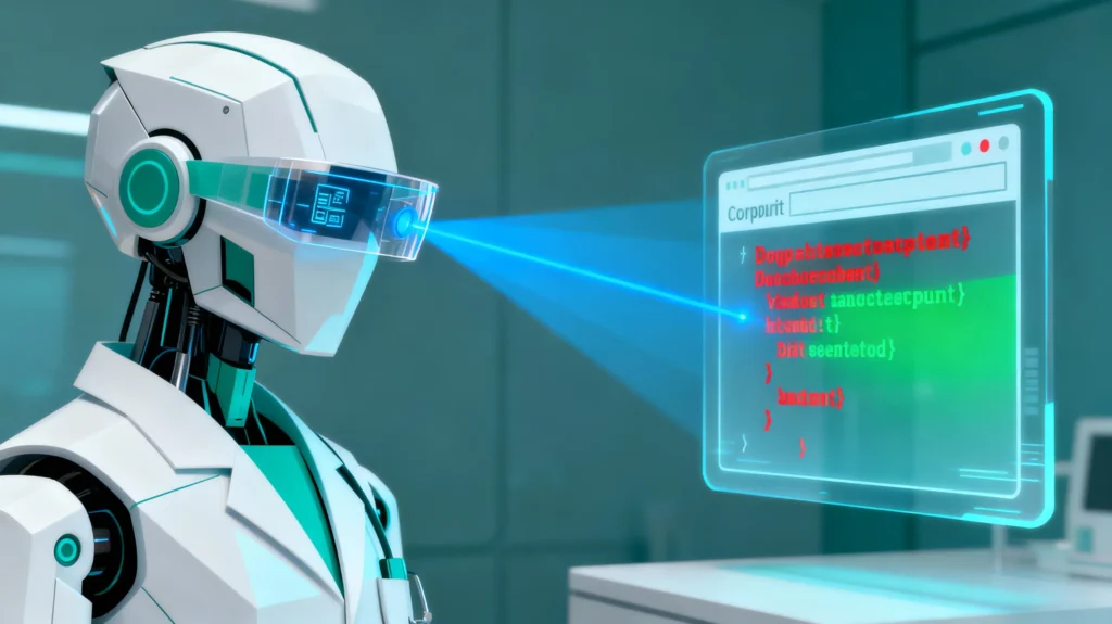 Digital doctor robot scanning bad code